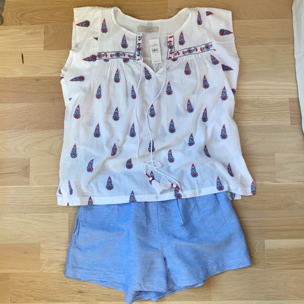 NWT LOFT Paisley embroidered shirt